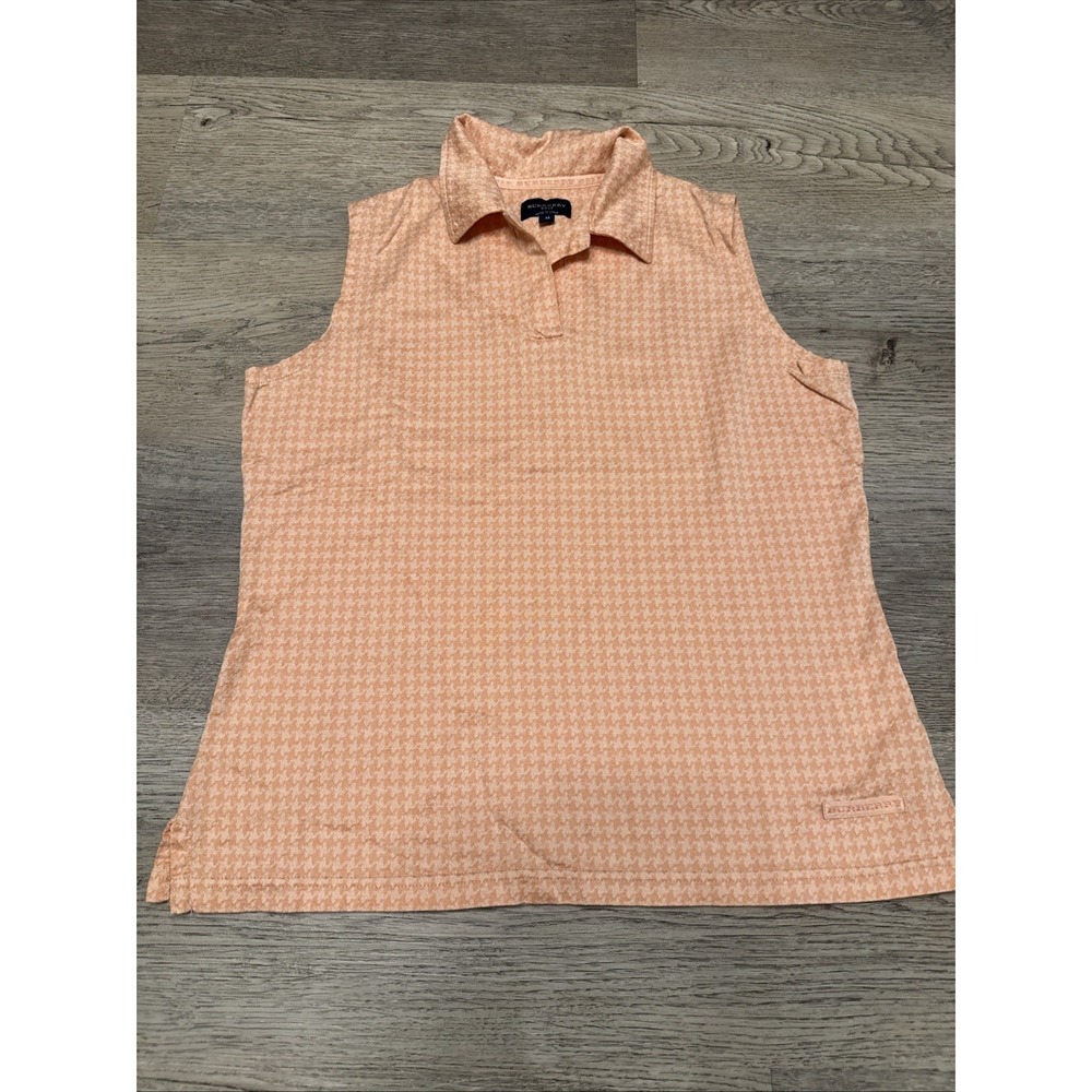Burberry Golf Polo Shirt Sleeveless Womens M Light Orange  Collard Detail